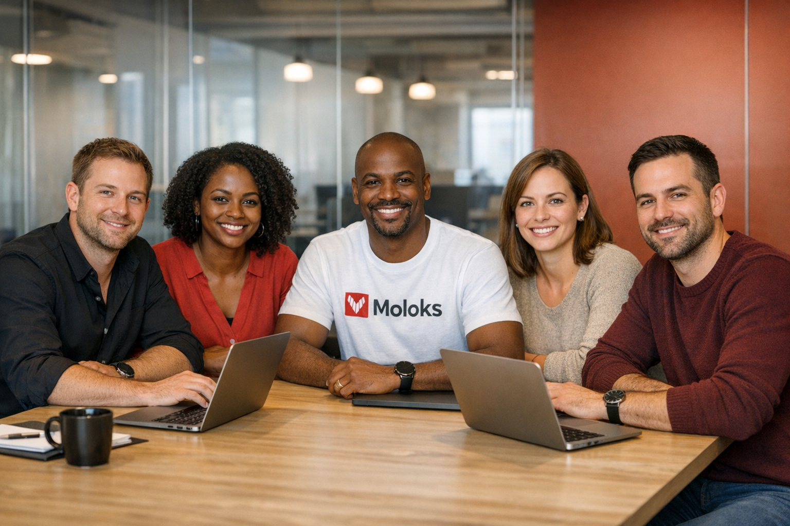 Moloks Technologies development team in a modern office